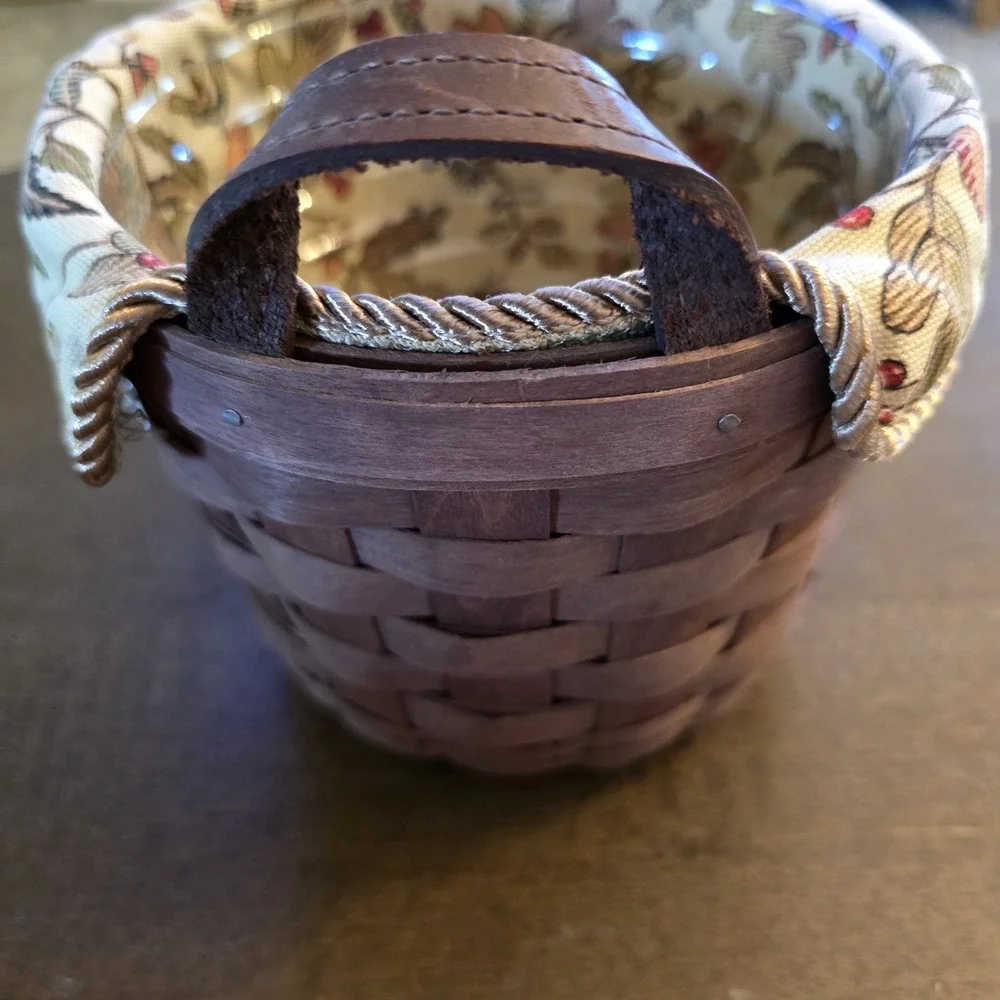 Longaberger‎ Sm Fruit Basket Set  Merlot Autumn Path Pewter Autumn Leaves Tie-On